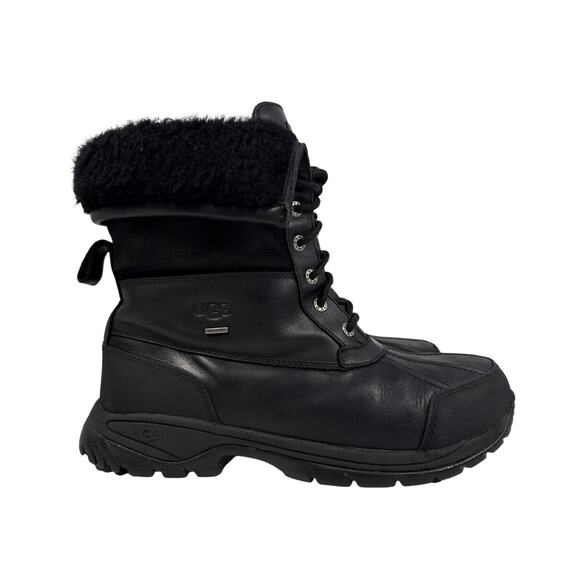 UGG Butte Winter Boots Mens 9.5 Waterproof Black Leather‎ Sheepskin Lined 5521 main image 6